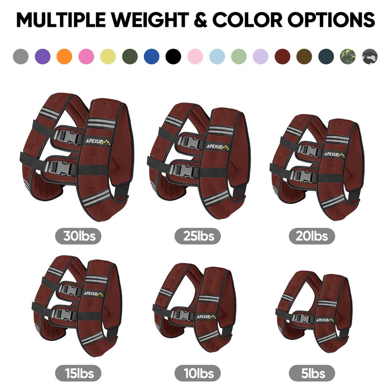 APEXUP APEXUP Weighted Vest with 5lbs/10lbs/15lbs/20lbs/25lbs/30lbs Weights and Reflective Stripe,