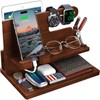 Wood Phone Docking Station - Nightstand Charging Organizer and Cell
