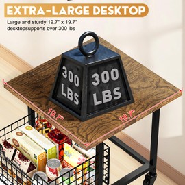 Hongtamoya Mini Fridge Stand With Storage, Fridge Cabinet With Wheels, Small Refrigerator Stand, Beverage Fridge Table-Max Load 300 LBS Heavy Mini Fridge Cart for Dorm, Apartment, Office