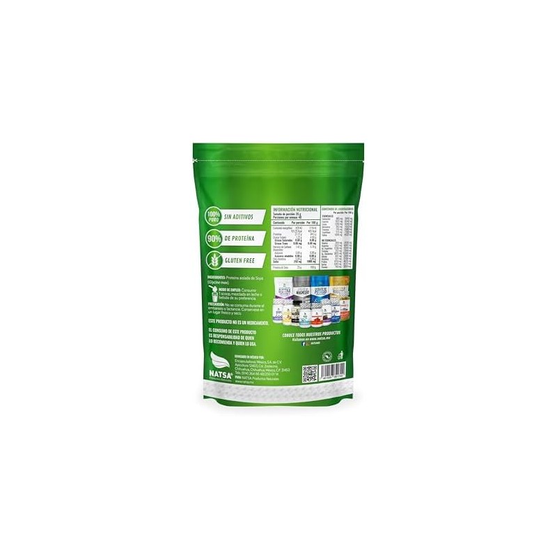 NATSA Proteína Aislada de Soya Polvo 1 kg 40 Porciones