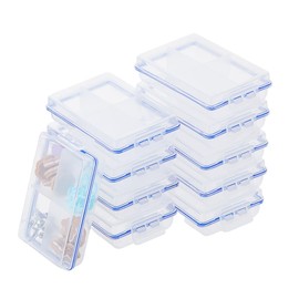 SUPERFINDINGS 10 Pcs Fishing Tackle Box Portable Lure Storage Kit Small Plastics Case Four-compartment Organizer Box Compact Clear Container for Fishing Tackle DIY Accessories Bead Storage