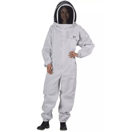 White Bees & Co U74 Natural Cotton Beekeeper Suit with Fencing Veil, 6XL, CrystalWhite
