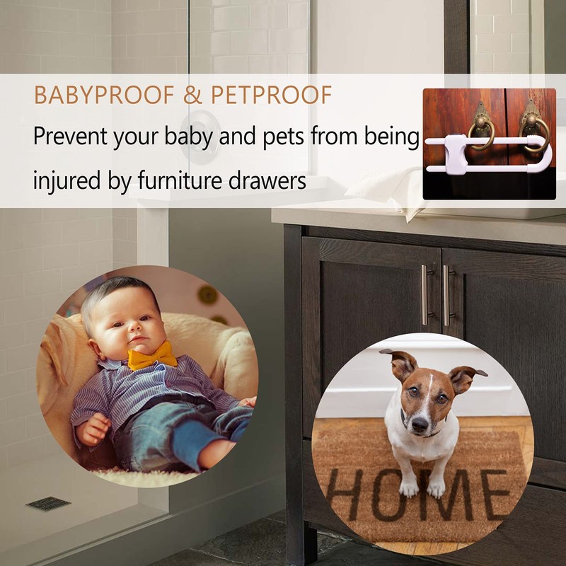 Sliding Cabinet Locks, Child Safety Locks U-Shaped Adjustable Child Proof