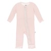 KicKee Pants Solid Muffin Ruffle Coverall with Zipper (Macaroon with