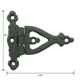 Renovators Supply Manufacturing Cabinet Door Strap Hinge with Hardware 3 in. Rust Resistant Black Wrought Iron Flush Mount Hinge for Cabinets, Pack of 6