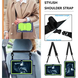 Doemoil Case for Vortex BTAB10/Vortex CMG10110.1 inch Tablet Hybrid Shockproof Firendly Case Built in Kickstand Shoulder Strap for Vortex BTAB 10/Vortex CMG101 10.1 inch Tablet (Navy Blue/Green)