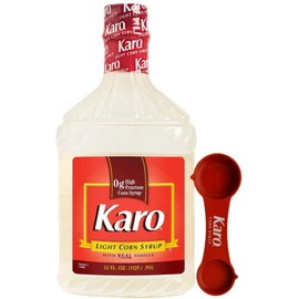 Karo Light Corn Syrup with Real Vanilla, 32 Ounce Bottle with Karo Measuring Spoon