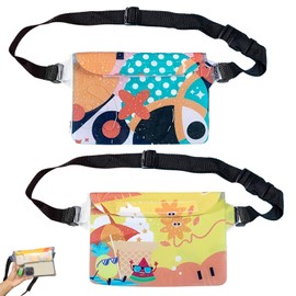 JYJLLM 2 Pack Waterproof Pouch Bag with Adjustable Waist Strap Transparent Screen Touchable，for Keep Your Phone and Valuables Safe and Dry, Beach,Swimming, Boating, Fishing, Hiking