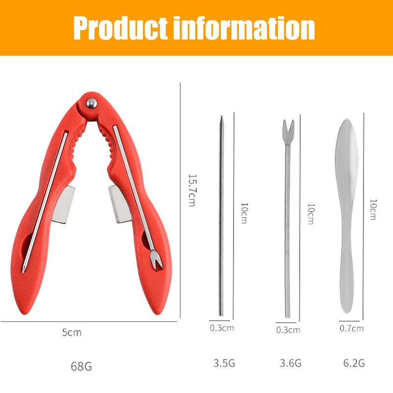 Seafood Cracker and Tool Set - Includes Multi-Purpose Crab Tool,