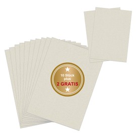 10 plus 2 free light grey cardboard, thickness approx. 1.5 mm, size genuine DIN A4, as a craft card, scrapbooking and more