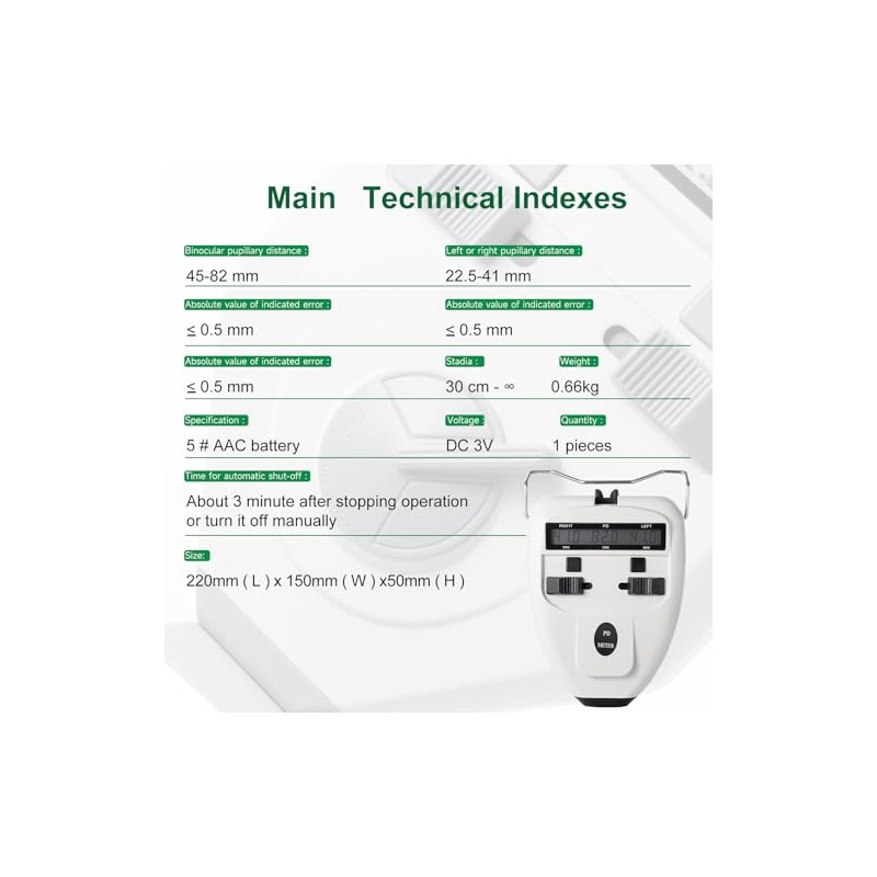 Medidor de distancia pupilar digital óptico LED Pd Meter Pupilómetro