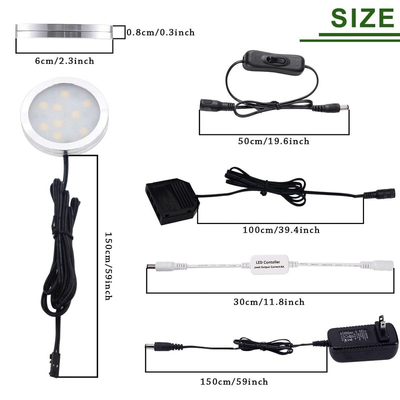 AIBOO LED Under Cabinet Lighting Kit 4 Packs 12V Low
