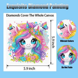eimivrc Diamond Art Kits for Kids,with Wooden Frame Easy Cute 5D Diamond Art Painting Kids Kits,Diamond Art Painting for Home Wall Decor(7x7 inch)