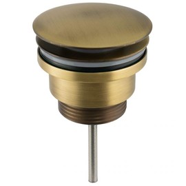 VALAZ Universal Plug Suitable for Sinks and Bidet with and without Overflow in Gold Old Gold Old Gold Valve for Drain Click Clack Pop-Up