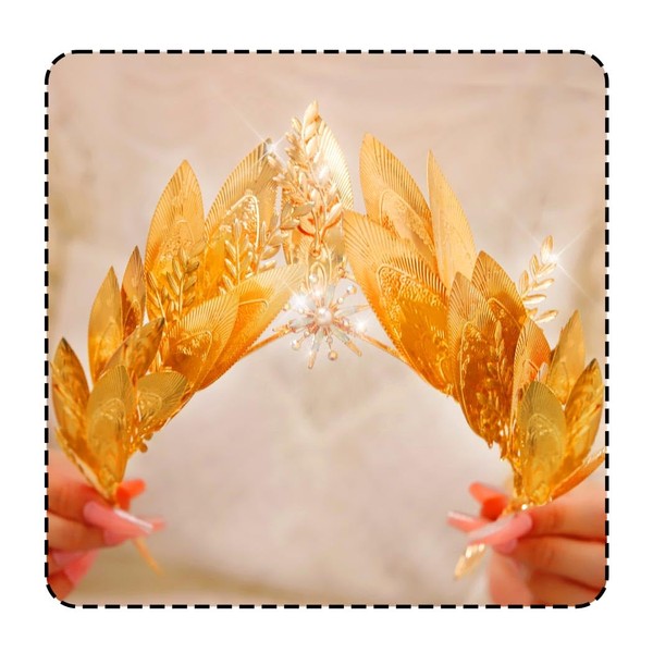 Unicra Leaf Gold Crown and Tiaras Bridal Wedding Headband Sparkly