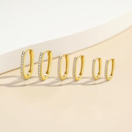 Cangall Hoop Earrings 925 Silver, 3 Pairs 925 Sterling Silver Oval Earrings Hoop Earrings Set for Multiple Piercings, Hypoallergenic Small Cartilage Sleeping Oval Earrings Silver 925 for Women Girls