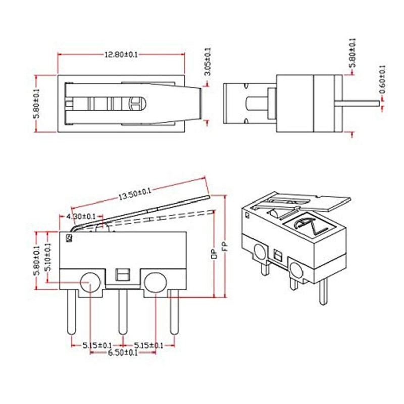 Youmile 20PACK Micro Switch AC 1A 125V 3Pin SPDT NO+NC