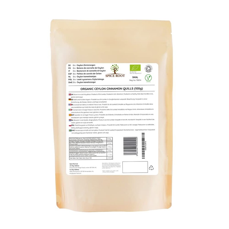 Organic Ceylon Cinnamon Quills 100g - Premium Quality, Extra Long,