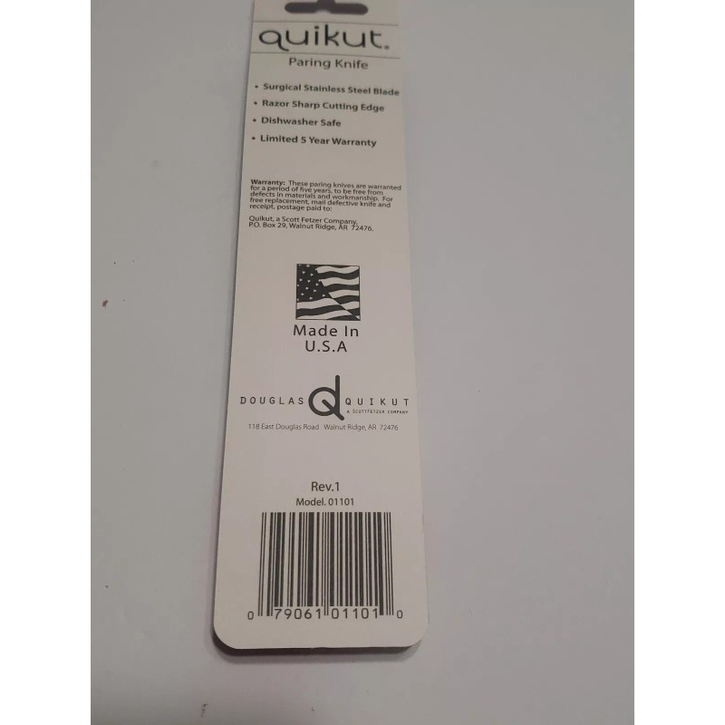 Pampered Chef Quikut Paring Knife Olive Green Handle 2.5" Blade