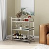 LORMITER Silver Bar Carts with 3 Tier Glass Shelves, Rolling