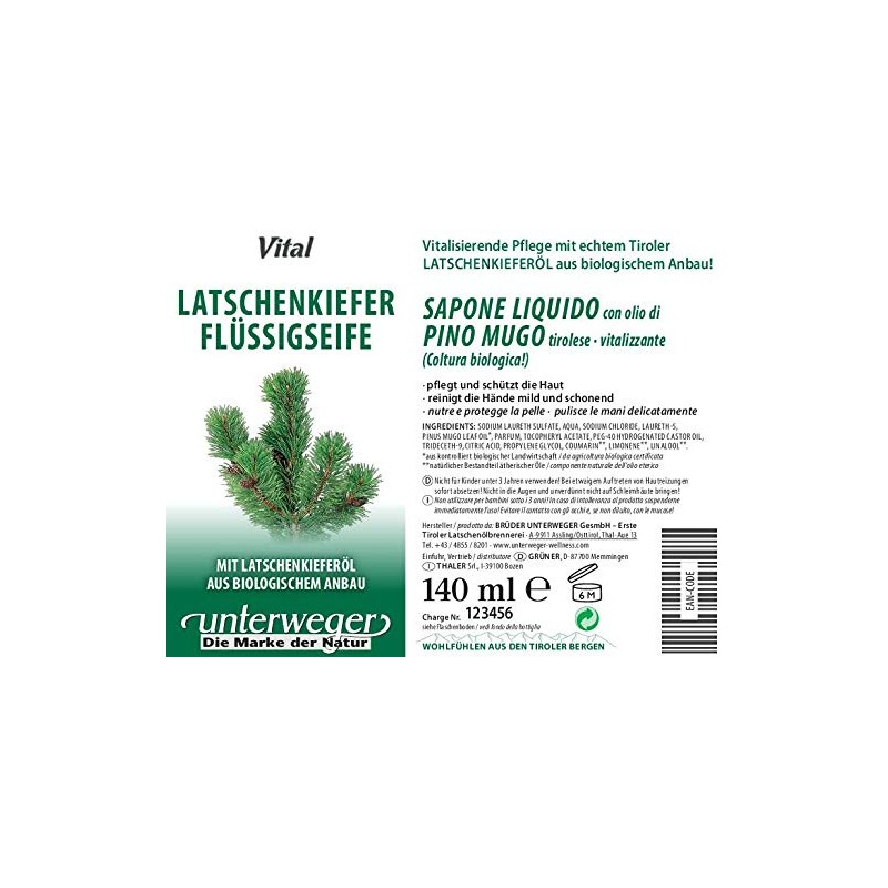 Latschenkiefer Liquid Soap with Real Tyrolean Latschine Oil from Organic