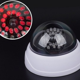 Dummy Dome Surveillance Camera with Flashing LED - Fake Security Camera Warning