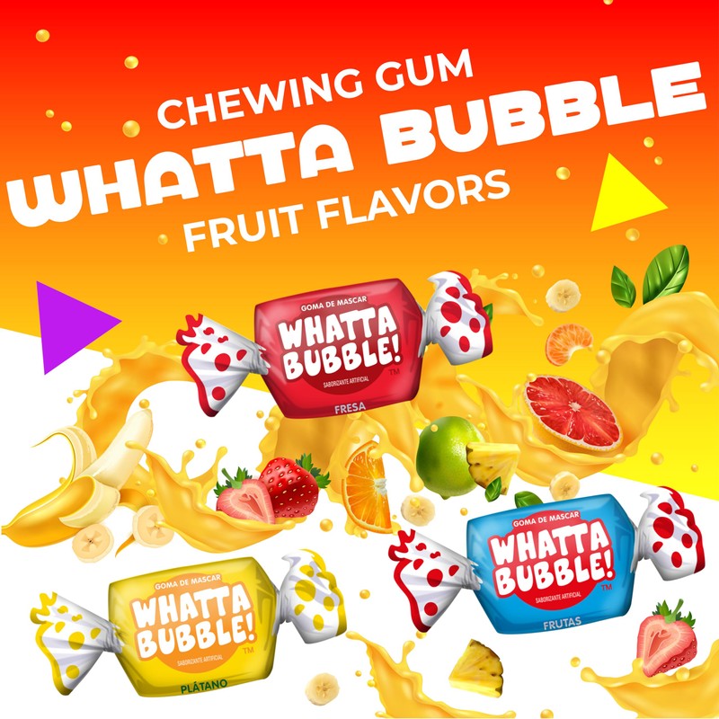 Whatta Bubble Gum Bulk | Individually Wrapped Gum, Chewing Bubble