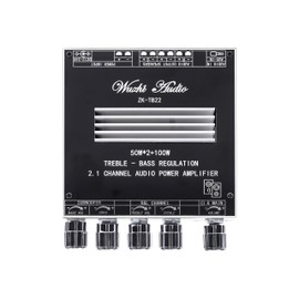TWS 50W*2+100W Amplifier Board with Treble and Bass Control, DC 9-24V, BT+AUX Inputs, 2.1 Channel Subwoofer Stereo AMP Board, Support APP Control, for DIY Speakers (ZK-TB22)