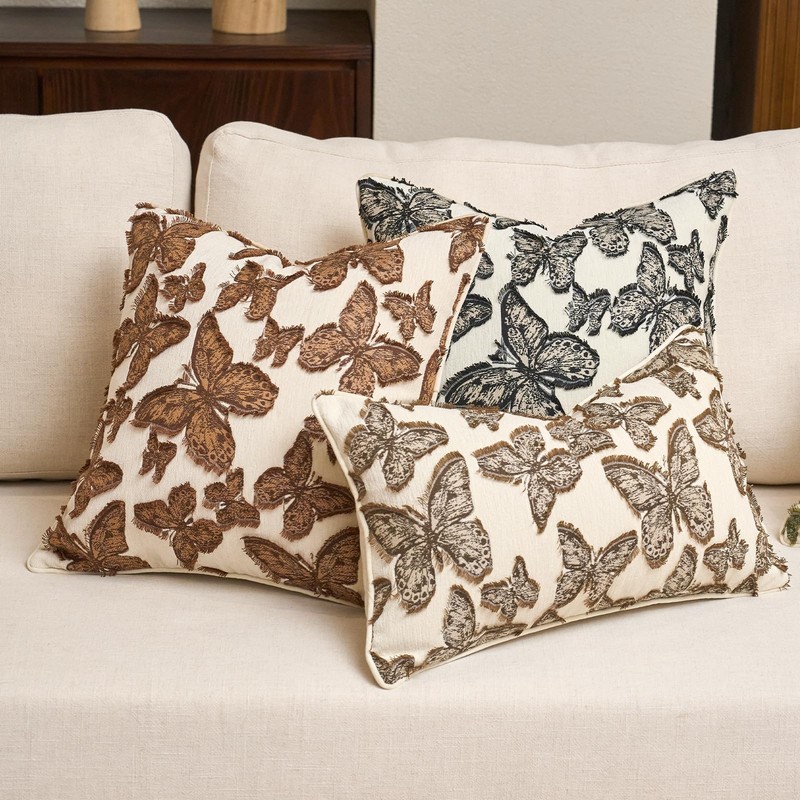 Chenille Decorative Throw Pillow Cover, 18×18, Caramel Brown