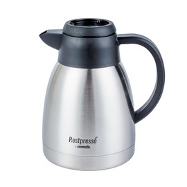 Restaurantware Insulated Coffee Carafe - 1 Count 33.8 Oz Stainless Steel Thermal Coffee Server With Brew Thru Lid, Ergonomic Handle, Double Wall Hot Beverage Dispenser, Silver