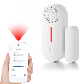 Door Alarm Sensor WiFi Home Security Door Open Contact Sensors Wireless Real-Time 2 in 1 Door Window Alarm up to 100db, iKiKin Home Security Door Open Contact Sensors, Compatible with Alexa