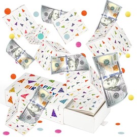 Giftota Caja de regalo sorpresa explosión para dinero, con confeti, para mujeres, hombres y niños de todas las edades que celebran ocasiones especiales
