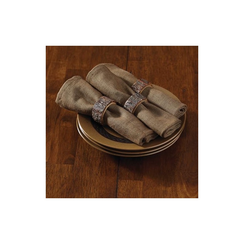 Park Designs Bark Edge Wood Napkin Ring Set of 4