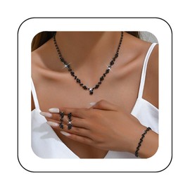 Reaky Bridal Jewelry Set Rhinestone Necklace 4pcs Silver Tone Bridal Necklaces Jewelry Wedding Accessories for Women, /