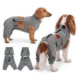 BALAPET Dog Recovery Suit for Hind Legs, Anti Lick Rear Leg Sleeves for Dogs, Adjustable Dog Leg Protector, Post Surgery Wound Care, Male Dog Opening, Cone Alternative, Heather Grey(L)