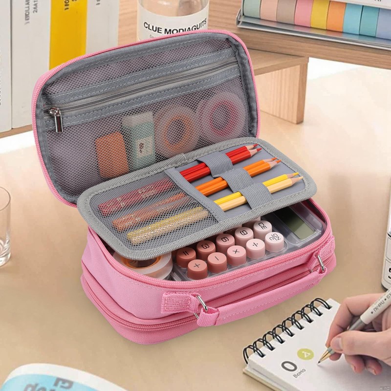 Vaschy Pencil Case, Large Capacity, Multi-functional, Two-story Pencil Case, Small