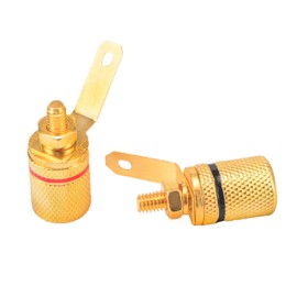 RuiLing 4-Pack 4mm Banana Jack Binding Post Gold Plated Female Socket Plug Terminal Connector for Loudspeaker Amplifier (2pcs Red and 2pcs Black Rubber Ring)