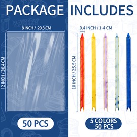 Recon Up (8x12 inch) Pack of 50 Cellophane Bags, Cookie Bags With Colorful Pull Bows, Clear Gift Bags For Food Storage, Flat Sweet Bags For Gifts On Special Occasions