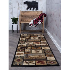 Northern Wildlife Multi-Color 3x10 Runner Area Rug Cabin for Hallway, Walkway, Entryway, or Foyer - Lodge, Novelty