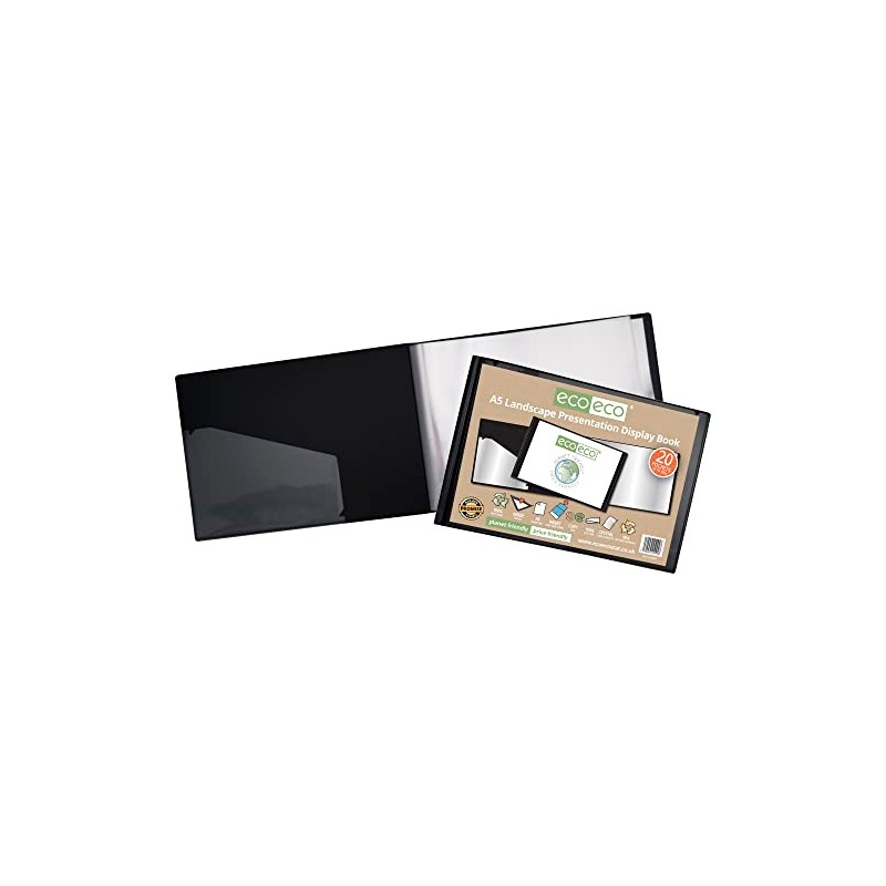 eco-eco A5 50% Recycled 20 Pocket Black Landscape Presentation Display