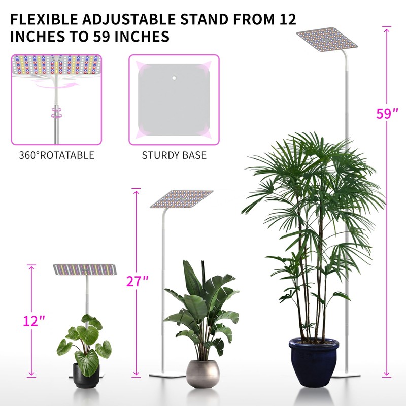 BESTVA 18W Grow Lights for Indoor Plants with Stand, Full