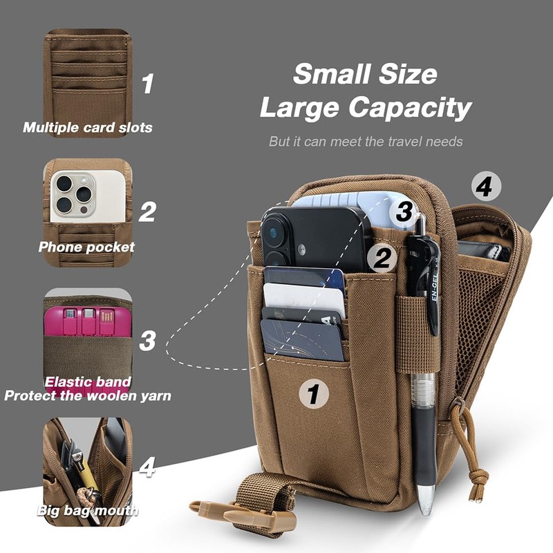 TSPRO Molle EDC Pouch, Tactical Admin Pouch for Belt, Multifunctional