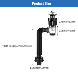 Drain Pipe Kit for Sink Drain, Siphon Odour-Proof Sink Drain Kit with Retractable Flexible Drain Pipe, Pop-up Drain Plug, Bathroom Sink Drain