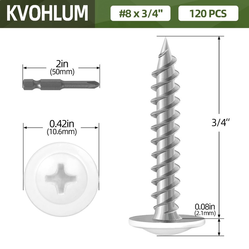 #8 x 3/4" (120 PCS) Modified Truss Head Wood Screws,