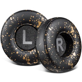 SOULWIT Earpads Replacement for JBL Tune 450BT/Tune 460BT/Tune 500BT/Tune 510BT/Tune 520BT/JR 300BT/JR 310BT/E40BT/Junior 320BT, Ear Pads Cushions with Soft Protein Leather - Black Gold