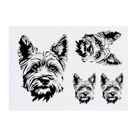 4 x 'Yorkshire Terrier Portrait' Temporary Tattoos - Water Resistant, Skin-Safe, Non-Toxic Transfers, Mixed Sizes (TO00082758)