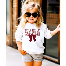 Olive Loves Apple Bama Sweatshirt with Crimson Coquette Bow Alabama School Pride Red Floral Sweater White Sweatshirt Youth XS