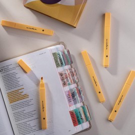 DIVERSEBEE Bible Highlighters with Soft Chisel Tip, 5 Pack Single Color Pens No Bleed, Quick Dry, Cute Aesthetic Markers for Bible Study Journaling Supplies (Yellow)