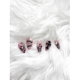 Gyaru Hopi Nail Tip - Short Coffin / 갸루 호피 네일팁 - 숏코핀