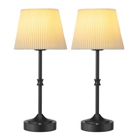 JACKYLED Cordless LED Table Lamp, 3 Color Lights with Dimmer, 5400mAh Battery Operated Rechargeable, Wireless Lamp Portable for Bedroom Living Room Kitchen Counter (2 Pack-Antique Black)
